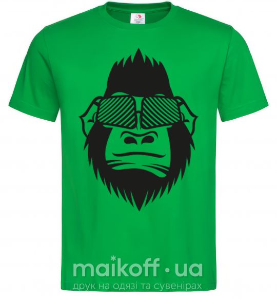 Мужская футболка Gorilla in glasses Зеленый фото