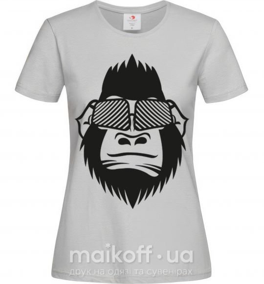 Женская футболка Gorilla in glasses Серый фото