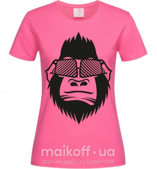 Женская футболка Gorilla in glasses Ярко-розовый фото
