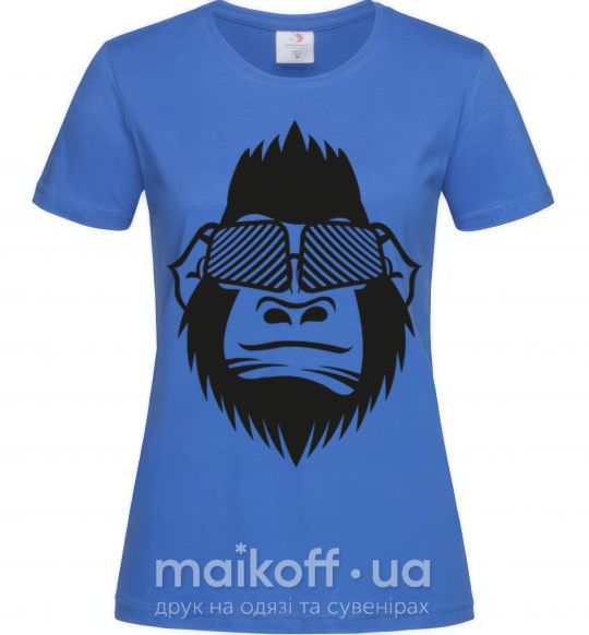 Жіноча футболка Gorilla in glasses Яскраво-синій фото