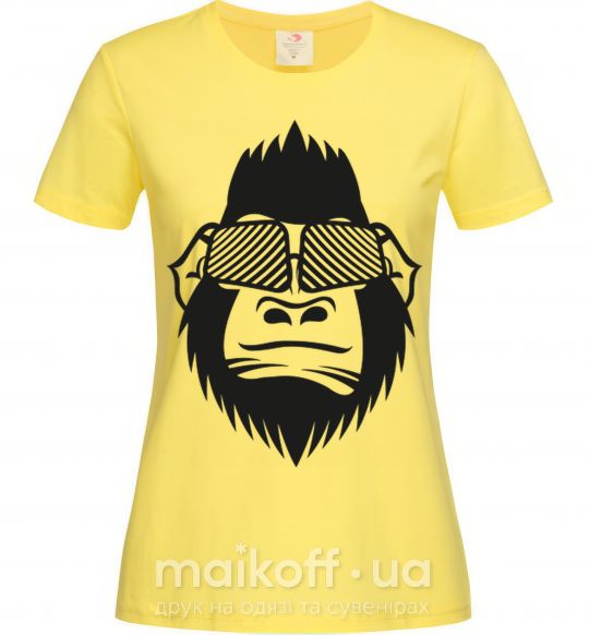 Женская футболка Gorilla in glasses Лимонный фото