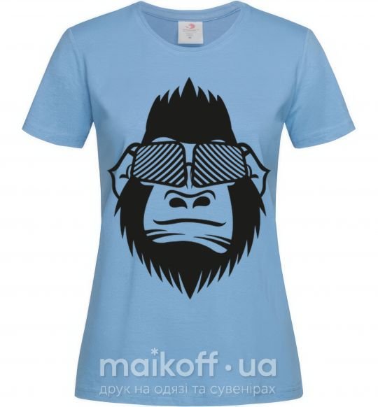 Жіноча футболка Gorilla in glasses Блакитний фото