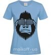 Жіноча футболка Gorilla in glasses Блакитний фото