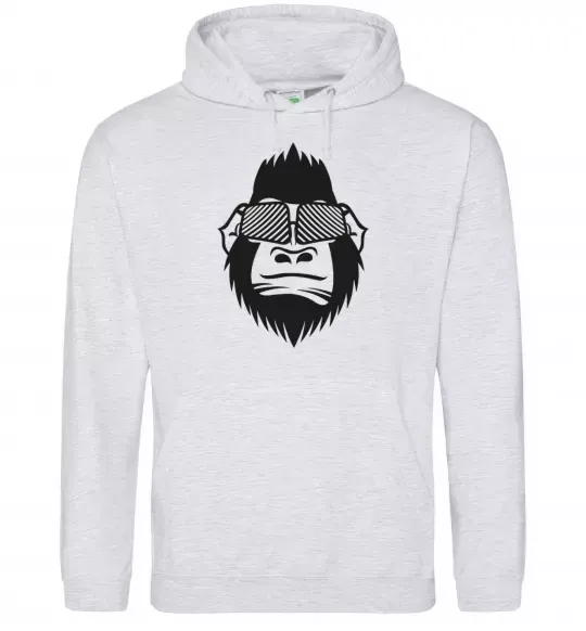 Мужская толстовка (худи) Gorilla in glasses Серый меланж фото