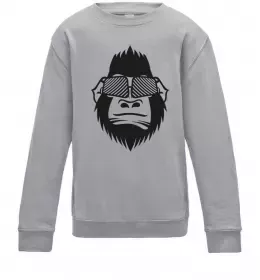 Детский Свитшот Розлючена горила Серый меланж фото