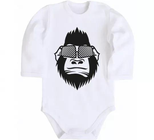 Детский боди Gorilla in glasses Белый фото