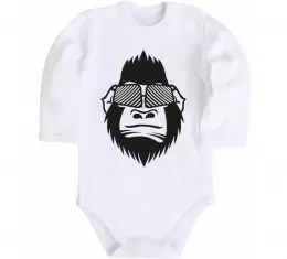 Детский боди Розлючена горила Белый фото