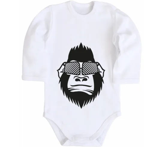 Дитячий бодік Gorilla in glasses Білий фото