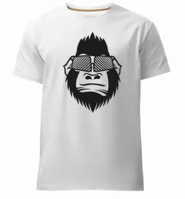 Мужская премиум футболка Горила сидить Белый фото