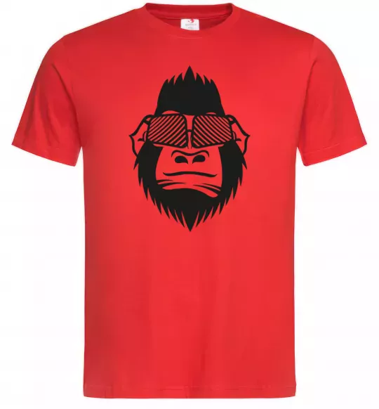Мужская футболка Gorilla in glasses Красный фото