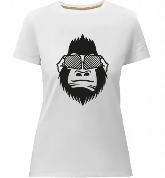 Жіноча преміум футболка Gorilla in glasses Білий фото