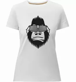 Женская премиум футболка Горила сидить Белый фото