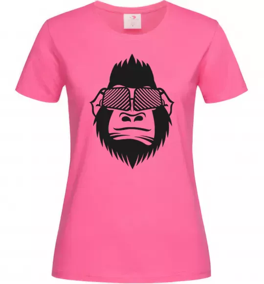 Жіноча футболка Gorilla in glasses Яскраво-рожевий фото