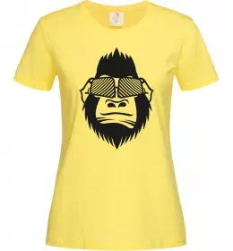 Женская футболка Gorilla in glasses Лимонный фото