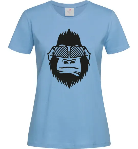 Жіноча футболка Gorilla in glasses Блакитний фото