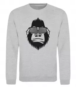 Свитшот Gorilla in glasses Серый меланж фото