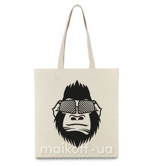 Еко-сумка Gorilla in glasses Бежевий фото