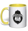 Чашка з кольоровою ручкою Gorilla in glasses Сонячно жовтий фото