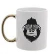 Чашка з кольоровою ручкою Gorilla in glasses Золото фото