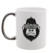 Чашка з кольоровою ручкою Gorilla in glasses Срібло фото