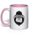 Чашка с цветной ручкой Gorilla in glasses Нежно розовый фото