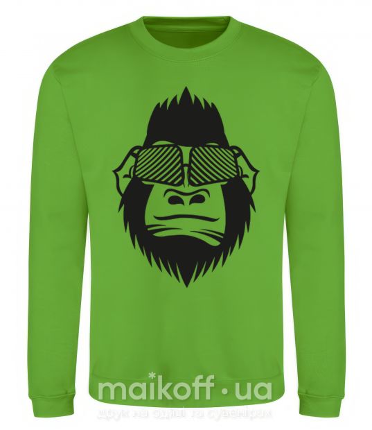 Свитшот Gorilla in glasses Лаймовый фото