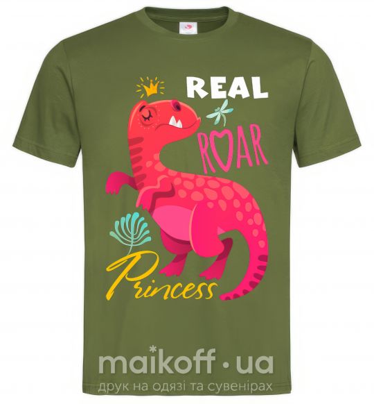 Мужская футболка Real roar princess Оливковый фото