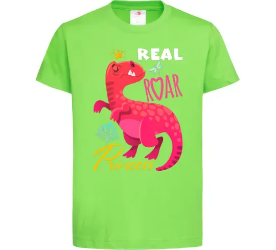 Детская футболка Real roar princess Лаймовый фото