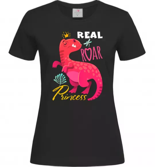 Женская футболка Real roar princess Черный фото