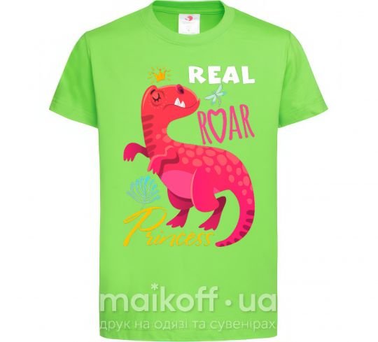 Детская футболка Real roar princess Лаймовый фото