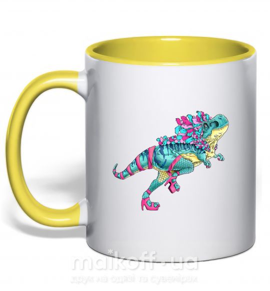 Чашка с цветной ручкой T-Rex cabaret Солнечно желтый фото