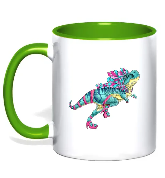 Чашка з кольоровою ручкою T-Rex cabaret Лаймовий фото