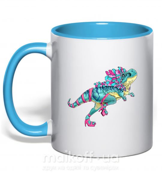 Чашка з кольоровою ручкою T-Rex cabaret Блакитний фото