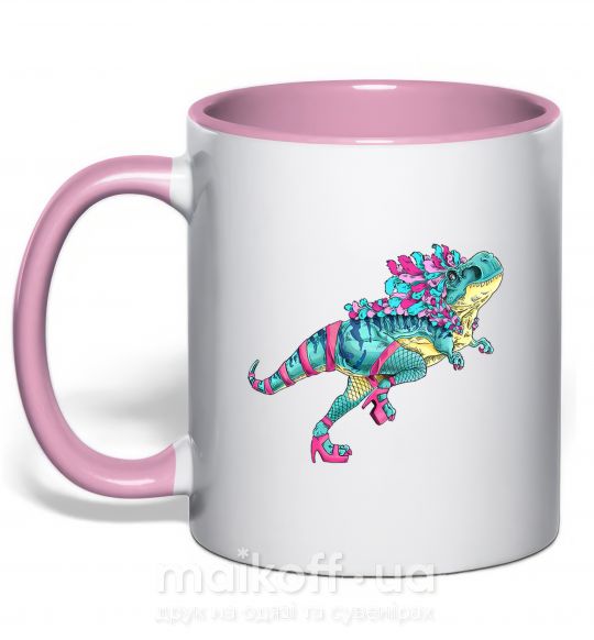 Чашка з кольоровою ручкою T-Rex cabaret Ніжно рожевий фото