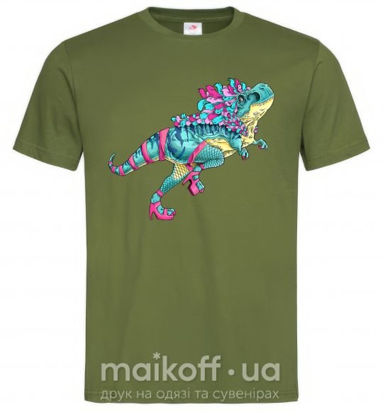 Мужская футболка T-Rex cabaret Оливковый фото