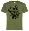 Мужская футболка T-Rex skull in flowers Оливковый Мужская футболка T-Rex skull in flowers Оливковый фото