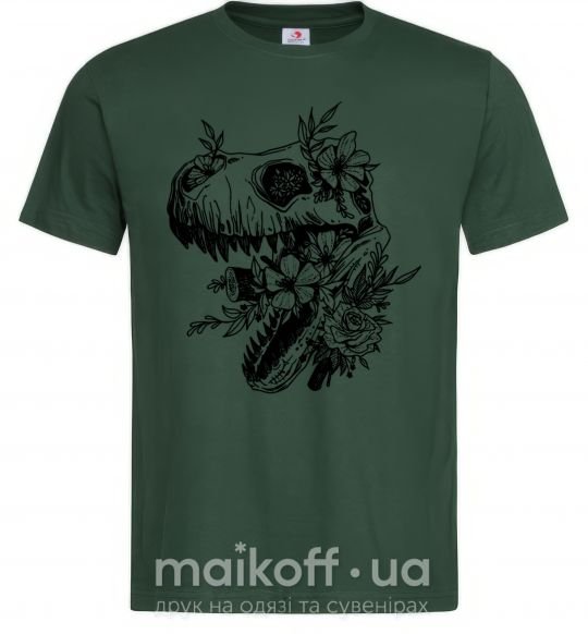 Чоловіча футболка T-Rex skull in flowers Темно-зелений фото