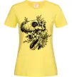 Жіноча футболка T-Rex skull in flowers Лимонний фото