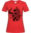 Жіноча футболка T-Rex skull in flowers Червоний фото