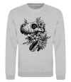 Свитшот T-Rex skull in flowers Серый меланж фото