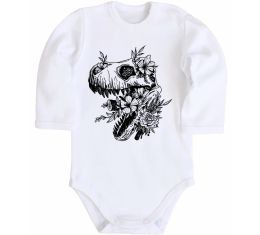 Детский боди T-Rex skull in flowers