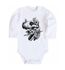 Детский боди T-Rex skull in flowers