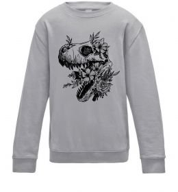 Дитячий світшот T-Rex skull in flowers Дитячий світшот T-Rex skull in flowers