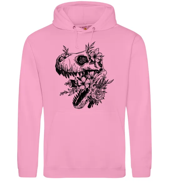 Чоловіча толстовка (худі) T-Rex skull in flowers Рожевий фото