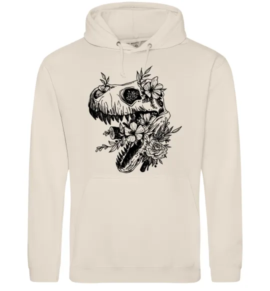 Мужская толстовка (худи) T-Rex skull in flowers Таш фото