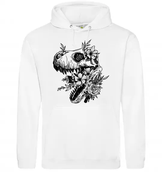 Жіноча толстовка (худі) T-Rex skull in flowers Білий фото