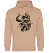 Жіноча толстовка (худі) T-Rex skull in flowers Пісочний фото