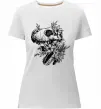 Женская премиум футболка T-Rex skull in flowers Белый фото