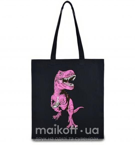Эко-сумка Динозавр с чашкой кофе Черный фото