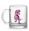 Чашка стеклянная Динозавр с чашкой кофе Прозрачный фото
